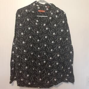Equilibrio Button Up Shirt Men’s L Blue Floral Long Sleeve Shirt Breathable